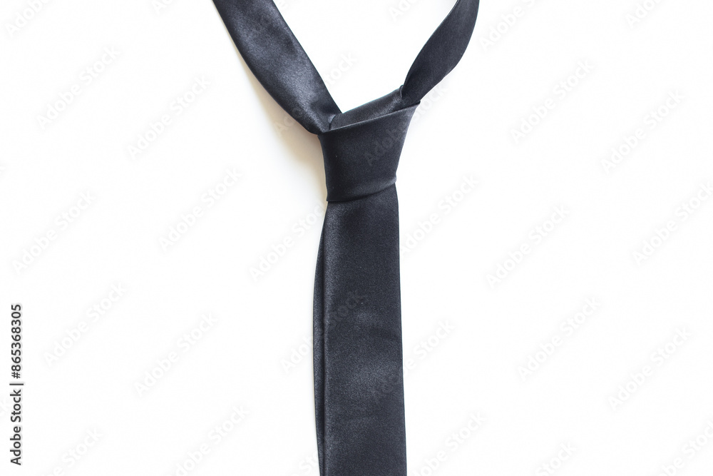 black necktie isolated on white background, father day concept and business style black necktie isolated on white background, father day concept and business style