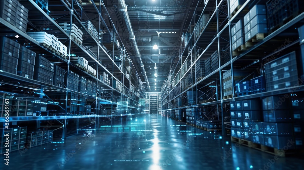 smart warehouse management system. digital high technology smart warehouse management system. digital high technology