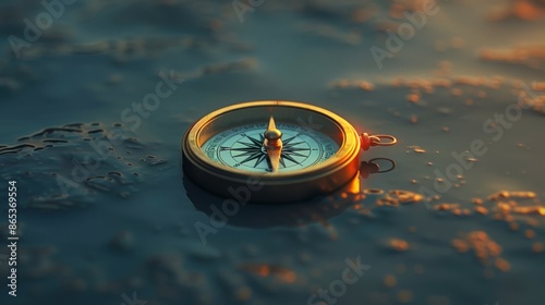 A simple, elegant compass on a plain background, symbolizing guidance and direction in life's journeys. photo