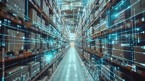 Wallpaper Mural smart warehouse management system. digital high technology Torontodigital.ca