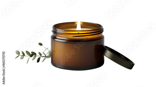 Candle jar mockup with soy wax and essential oil blend, PNG file, transparent background, isolated on white