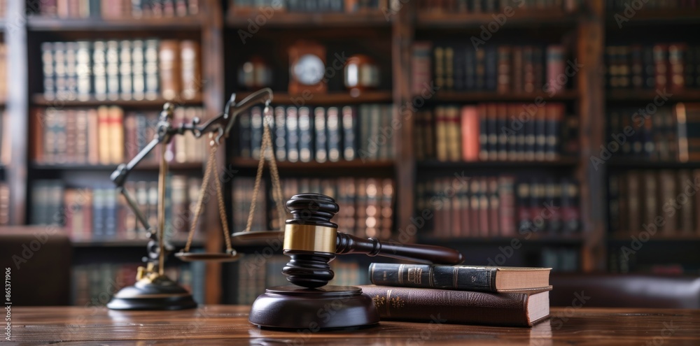 Gavel and law books on a wooden table. Gavel and law books on a wooden table.