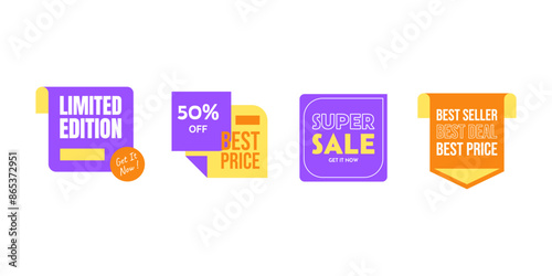 Colorful sale banners. Minimalistic abstract design for web banner, social media, ad, promo poster. Black friday business offer template set. Cool label patch. Trendy flat vector illustration. 