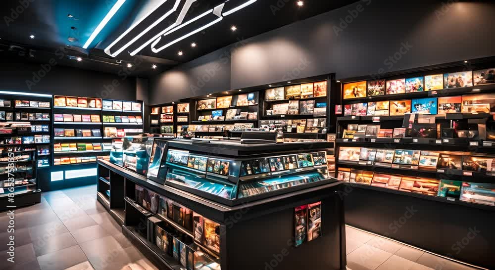 Interior of a video game store. Interior of a video game store.
