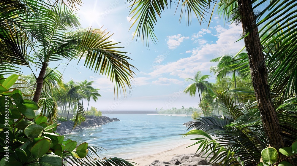 Fototapeta premium Beautiful Empty Tropical Beach and Sea Landscape