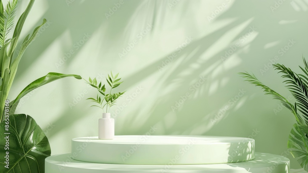 Minimal green abstract background for showcasing eco cosmetics on a premium podium Minimal green abstract background for showcasing eco cosmetics on a premium podium