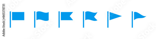 Blue flag icon set