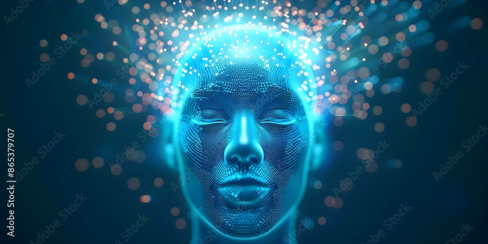 Abstract digital human head representing artificial intelligence and ...