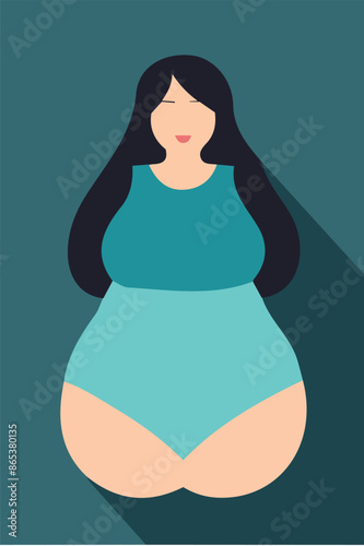 isolated,  fat woman  vector editable 
