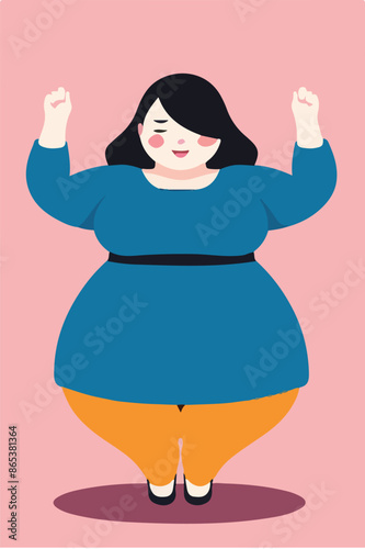 isolated,  fat woman  vector editable 
