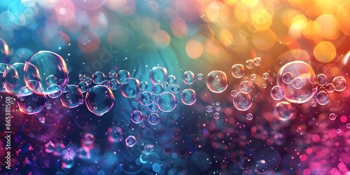 Abstract background with dynamic sparkling water bubbles and bright colors, creating an energetic and playful feel, suitable for promoting sodas or fizzy drinks photo