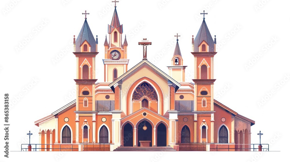 illustration of a catholic church on white background illustration of a catholic church on white background