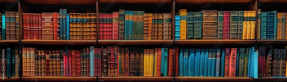 Fototapeta premium Bookshelves in a library 