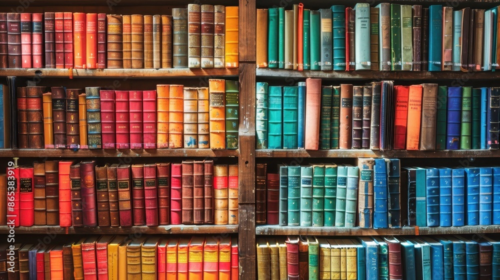 Bookshelves in a library Bookshelves in a library