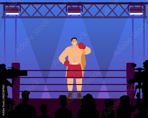 Boxing match victory vector illustration.