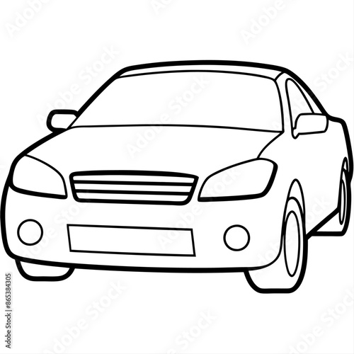 car outline coloring book page line art illustration digital drawing