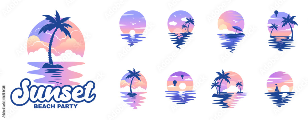 Fototapeta premium Large set with sun icon