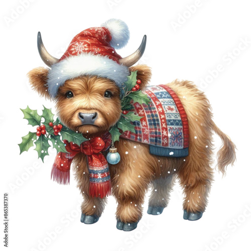 Cute Christmas Highland Cow