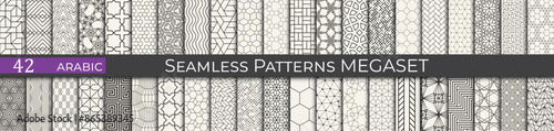 Set of modern arabic pattern swatches. Vintage islamic graphic. Ethnic modern patterns.