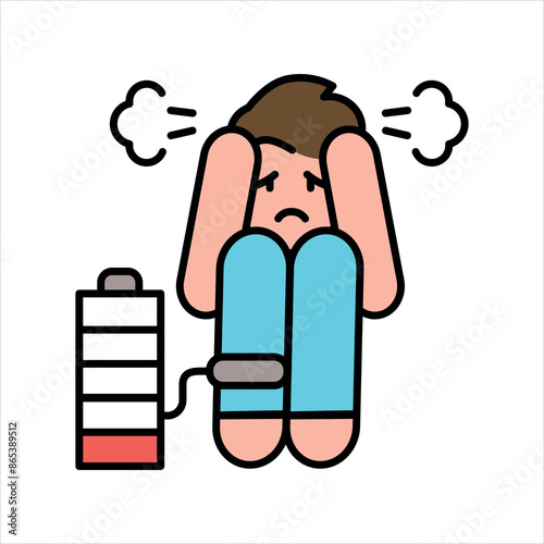 Burnout syndrome line color icon Sign for web page