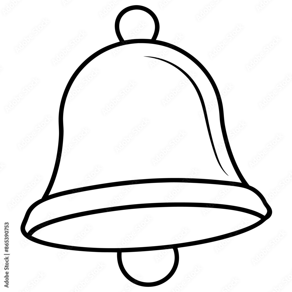 gold bell outline coloring book page line art illustration digital drawing