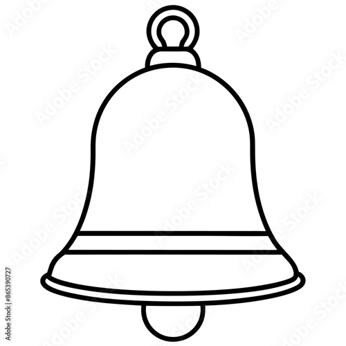 gold bell outline coloring book page line art illustration digital drawing