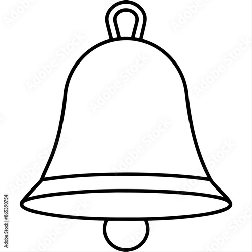 gold bell outline coloring book page line art illustration digital drawing