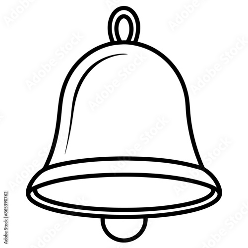 gold bell outline coloring book page line art illustration digital drawing