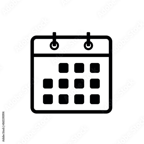 Calendar Black Line Icon Clip Art Vector Illustration