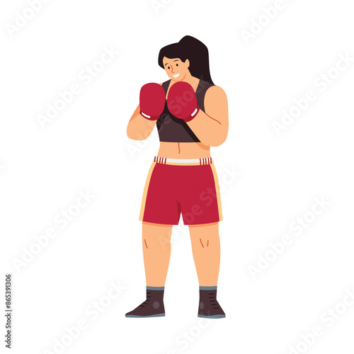Female boxer vector illustration in action.
