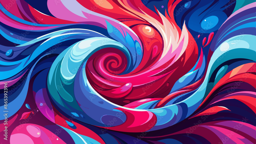 red and blue hues in an abstract composition of flowing art.