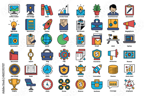 A collection of icons for business and finance