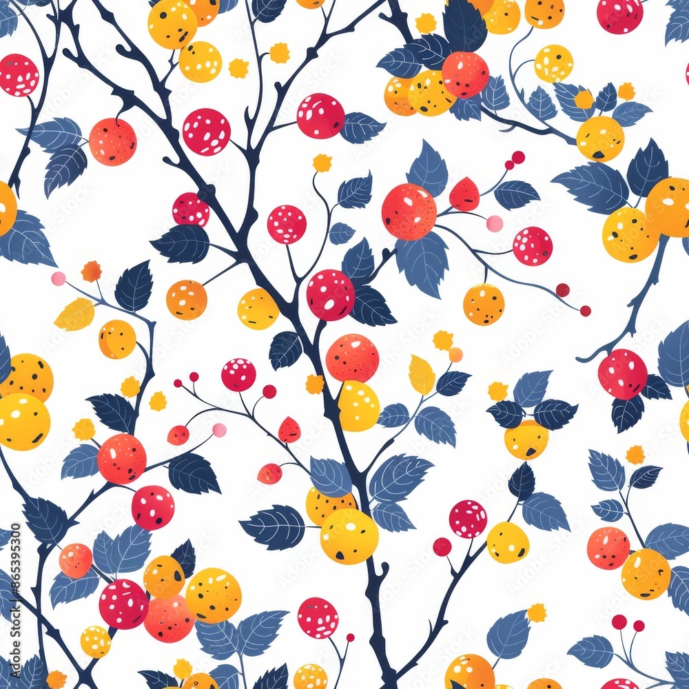 Fruit Vines, seamless pattern, small scale pattern, hand drawn clean illustration, white background Fruit Vines, seamless pattern, small scale pattern, hand drawn clean illustration, white background