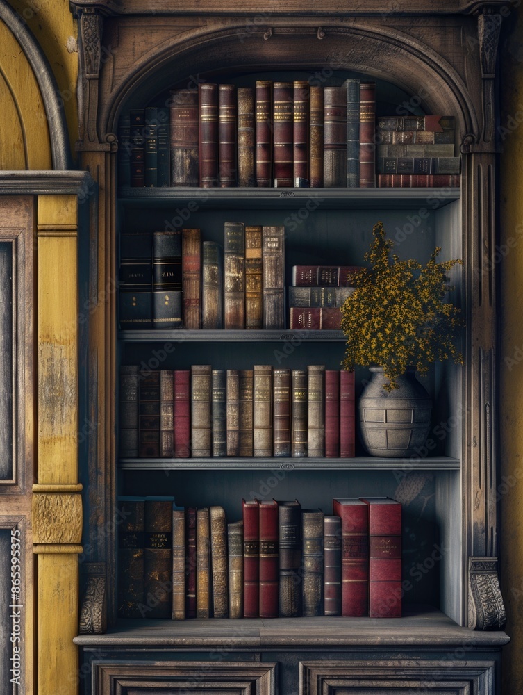 Bookshelf with numerous books Bookshelf with numerous books