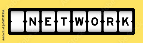 Black color in word network on slot banner with yellow color background