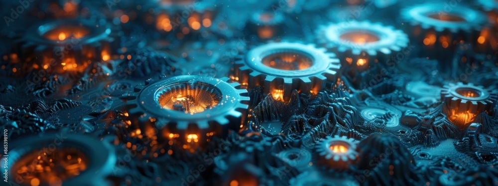 An abstract illustration depicting interconnected gears. An abstract illustration depicting interconnected gears.