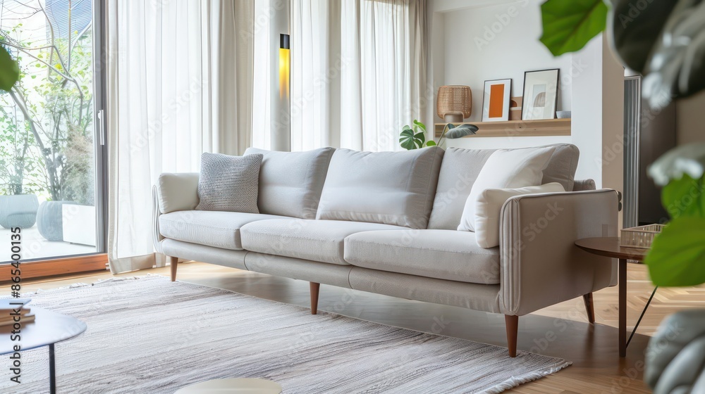 Fototapeta premium comfy couch sofa in living room interior, modern living room