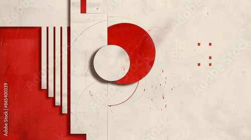 Cherry red & off-white Suprematism art background