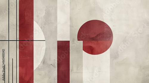 Cherry red & off-white Suprematism art background