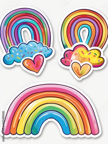 Rainbow stickers with clouds