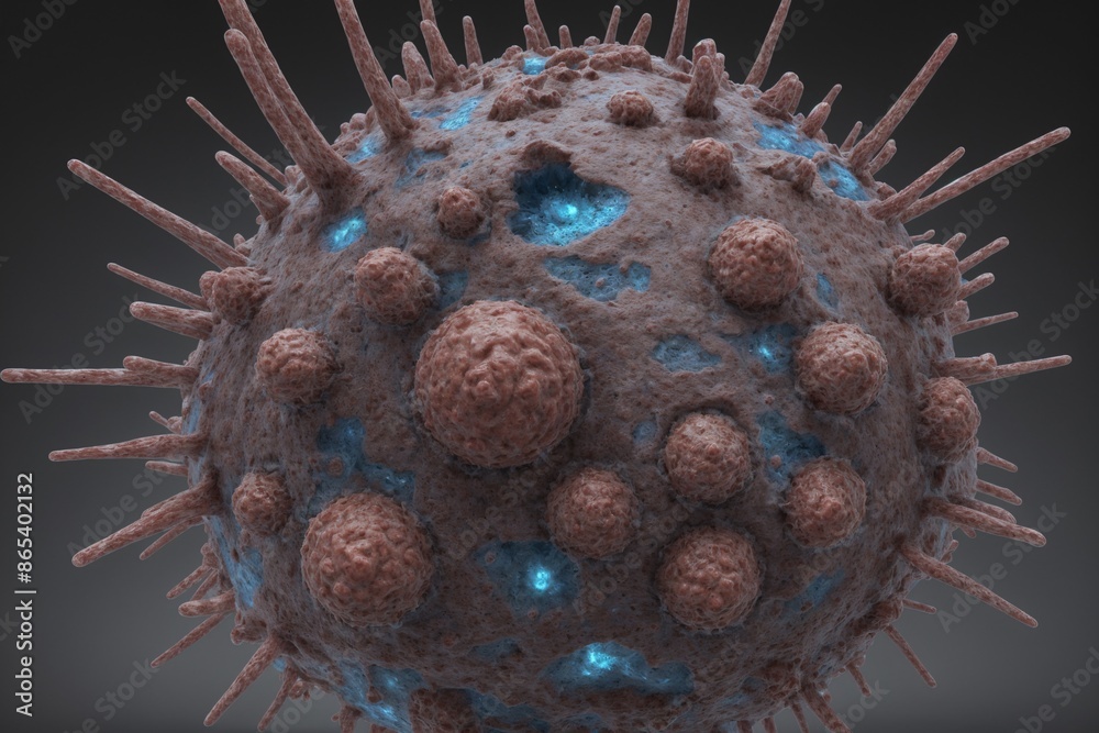 A virus with surface textures medical illustration A virus with surface textures medical illustration