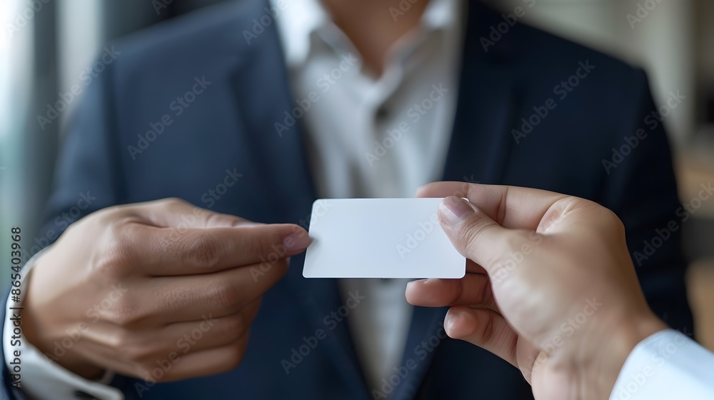 Interviewer Offering Business Card to Candidate During Job Interview Networking Session Interviewer Offering Business Card to Candidate During Job Interview Networking Session