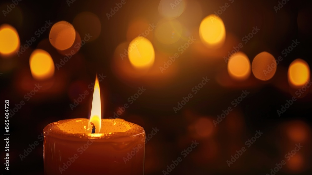 Illuminating candle flame against a mysterious dark background, casting a warm glow and creating an ambiance of serenity Illuminating candle flame against a mysterious dark background, casting a warm glow and creating an ambiance of serenity