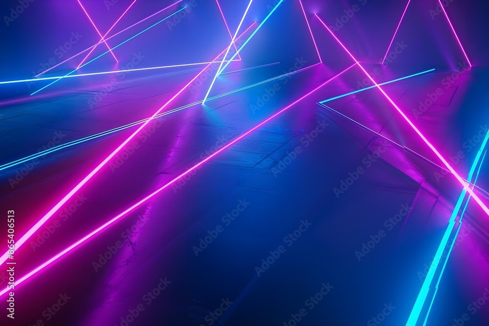 abstract background, 3D render featuring a dark blue background intersected by dynamic neon blue and purple light lines abstract background, 3D render featuring a dark blue background intersected by dynamic neon blue and purple light lines