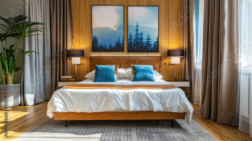 beautiful interior design home bedroom  cozy big bed