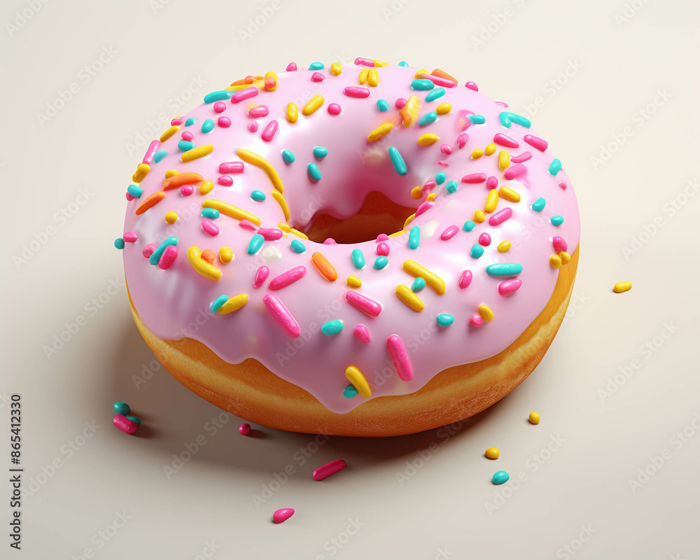 Delicious donut with pink icing and colorful sprinkles, isolated on a white background, perfect for sweet treat concepts. Delicious donut with pink icing and colorful sprinkles, isolated on a white background, perfect for sweet treat concepts.
