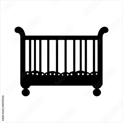 Baby cot silhouette isolated on white background. Baby cot icon vector illustration design.