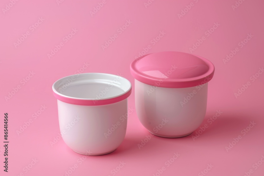 Cups on Pink Surface Cups on Pink Surface