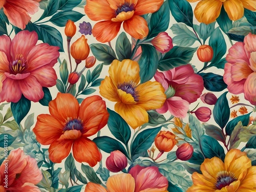 Wallpaper Mural pattern with flowers Torontodigital.ca