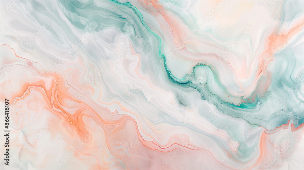 Abstract Pastel Pink Blue Marble Texture with Fluid Swirls Background